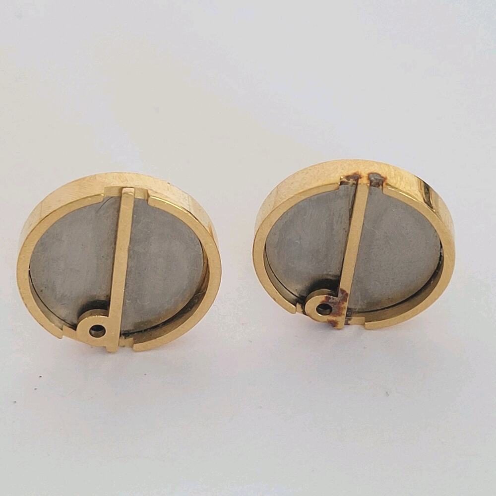 Dunhill D‎ Cufflinks Gold Silver Tone Logo Round Designer Vintage Retro Bullet